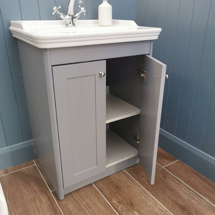 Victoriana 650mm Traditional Vanity Unit &amp; Basin - Stone Grey