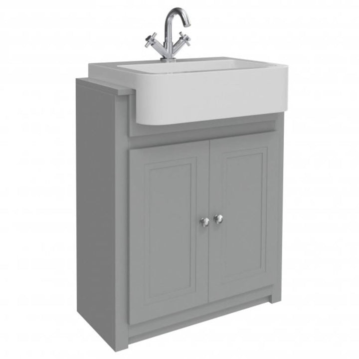 Classica 660mm Traditional Vanity Unit &amp; Semi-Recessed Basin - Stone Grey