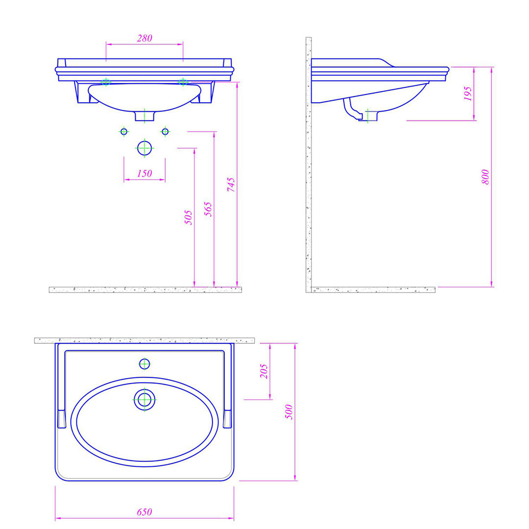 Victoriana 650mm Traditional Vanity Unit &amp; Basin - Chalk White