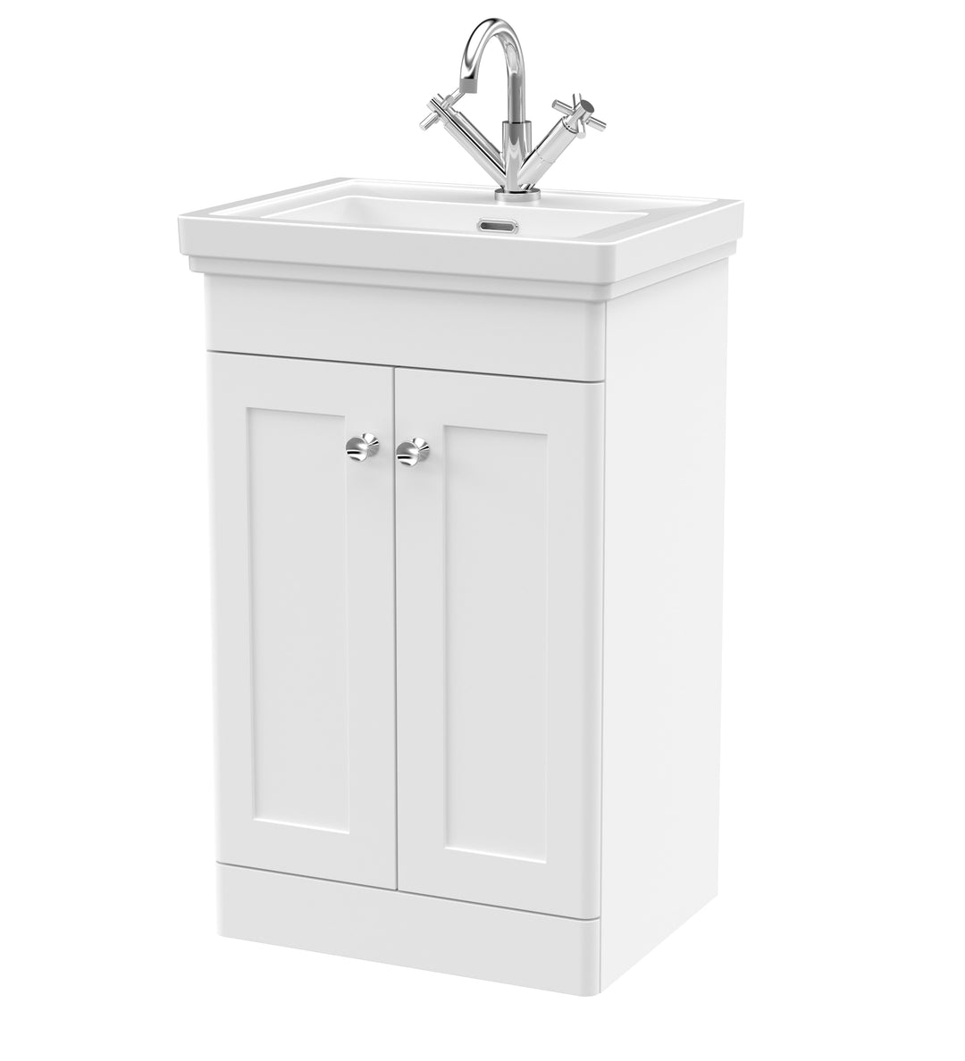 Nuie Classique 500mm Satin Anthracite Traditional Floor Standing 2-Door Unit & Basin 1 Tap Hole