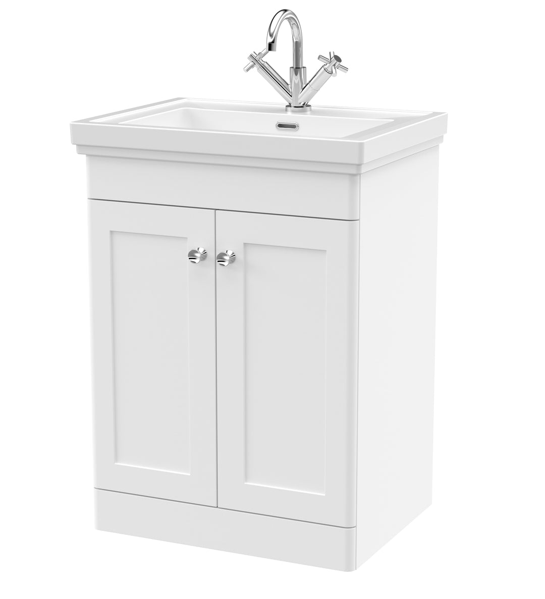Nuie Classique 600mm Satin Anthracite Traditional Floor Standing 2-Door Unit & Basin 1 Tap Hole