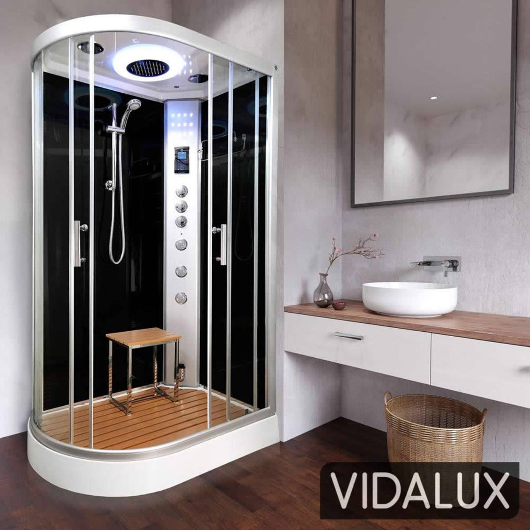 Vidalux Clearwater 1200mm Steam Shower Enclosure Right Hand - Black
