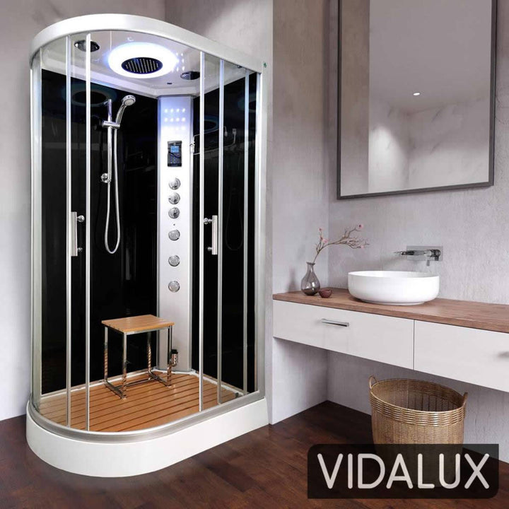 Vidalux Clearwater 1200mm Steam Shower Enclosure Right Hand - Black