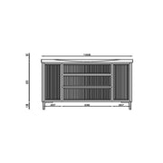 Coën 1000mm 3 Drawer, 2 Door Floor Standing Fluted Vanity Unit & Basin - Stone - Technical drawing