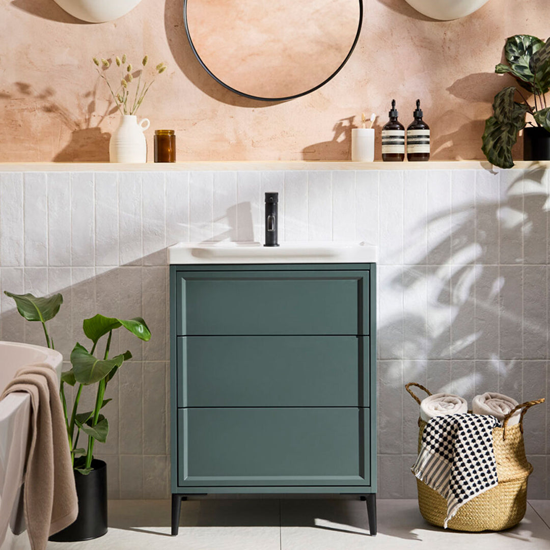 Coën 500mm 3 Drawer Floor Standing Vanity Unit &amp; Basin - Parisian Green