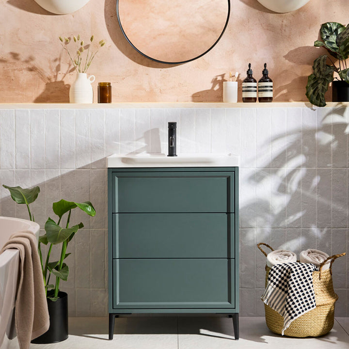 Coën 500mm 3 Drawer Floor Standing Vanity Unit &amp; Basin - Parisian Green