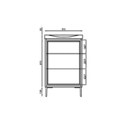 Coën 600mm 3 Drawer Floor Standing Vanity Unit & Basin - Earth Red - Technical drawing
