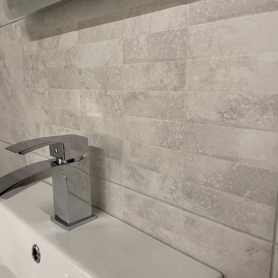 Chrono Rel Decor White 31.6 x 60.8cm Porcelain Tile - 1.152sqm perbox