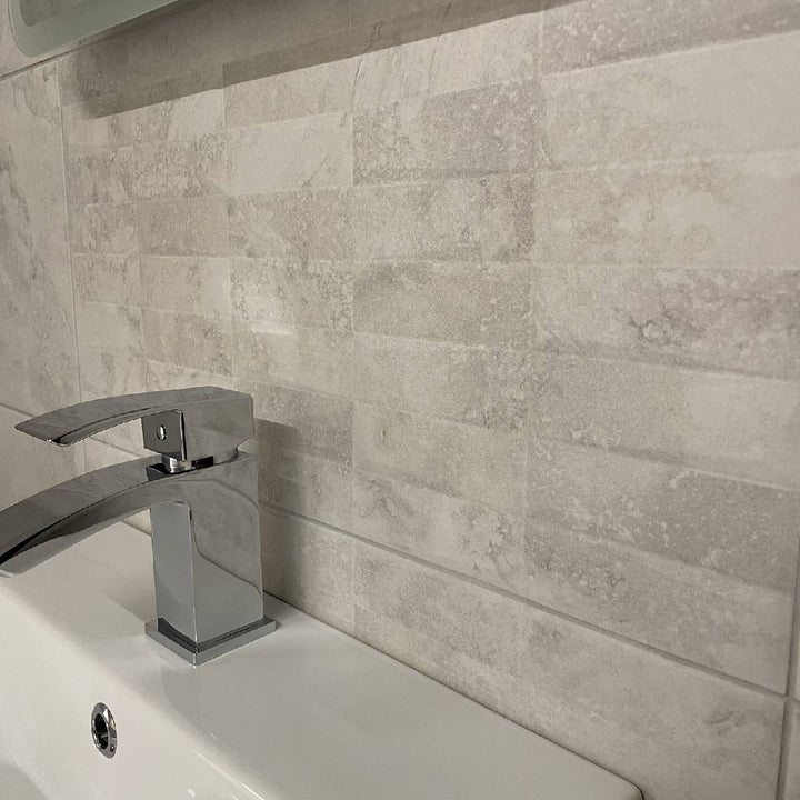 Chrono Rel Decor White 31.6 x 60.8cm Porcelain Tile - 1.152sqm perbox