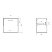 Croft 650mm Wall Hung Unit and Basin - Technical drawing