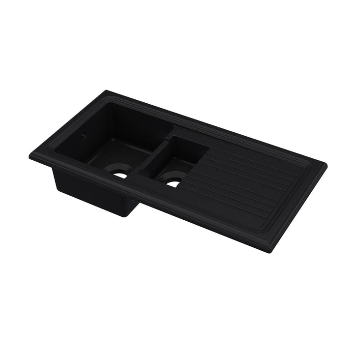 Nuie 1010x525mm 1.5 Bowl Inset Sink - Matt Black