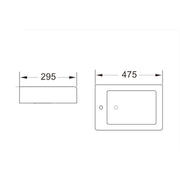 Objekt Ceramica Cubix Cloakroom Wall Mounted Basin - Technical drawing