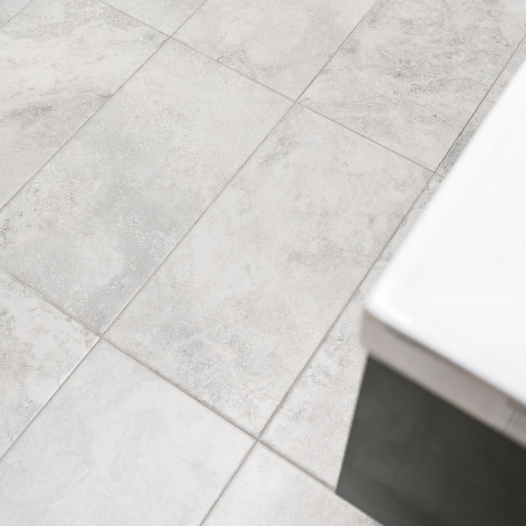 Chrono White 31.6 x 60.8cm Porcelain Floor &amp; Wall Tile - 1.152sqm perbox