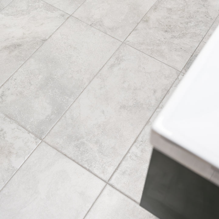 Chrono White 31.6 x 60.8cm Porcelain Floor &amp; Wall Tile - 1.152sqm perbox