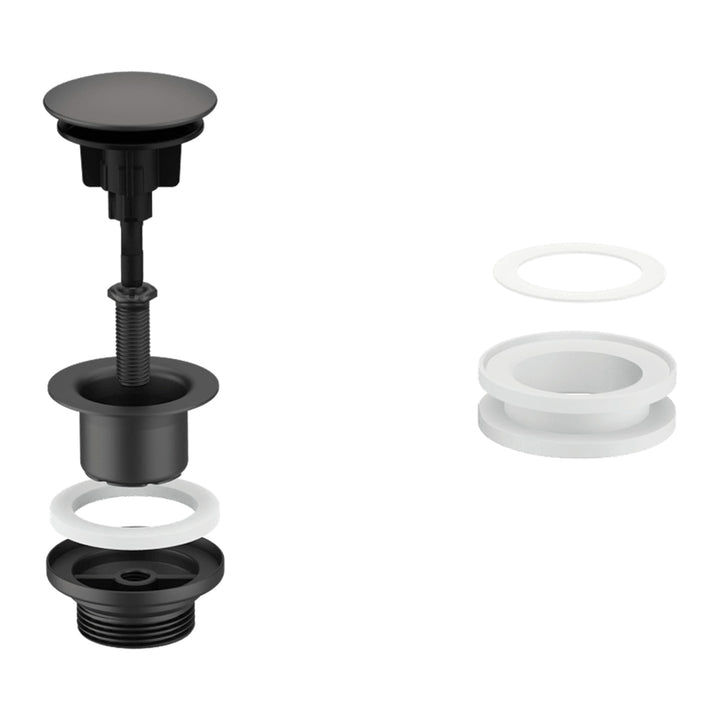 McAlpine 1¼" x 60mm Polished Stainless Steel Flange,Spring Loaded Mushroom Plug Multi Function Basin Waste - Matt Black