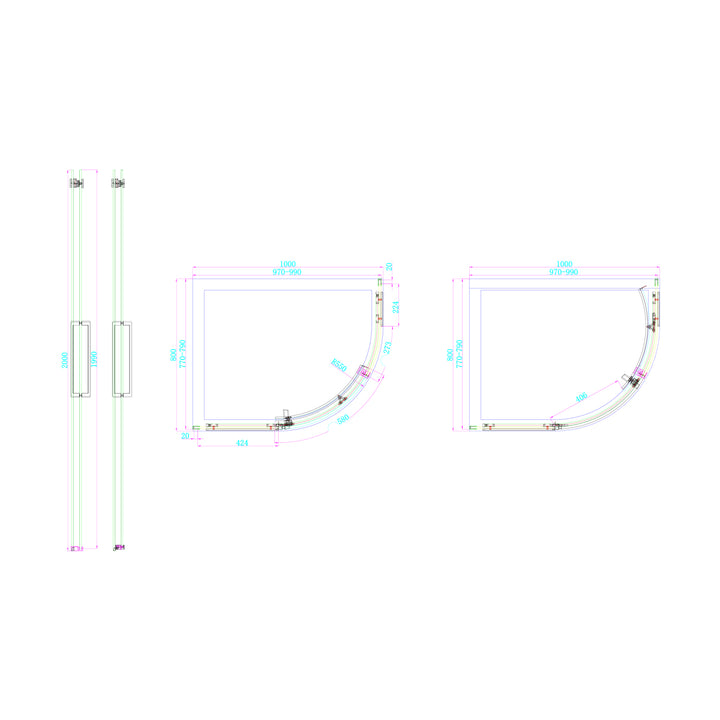 Dawn Artemis 1000 x 800mm Single Door Offset Quadrant Shower Enclosure - Right Hand