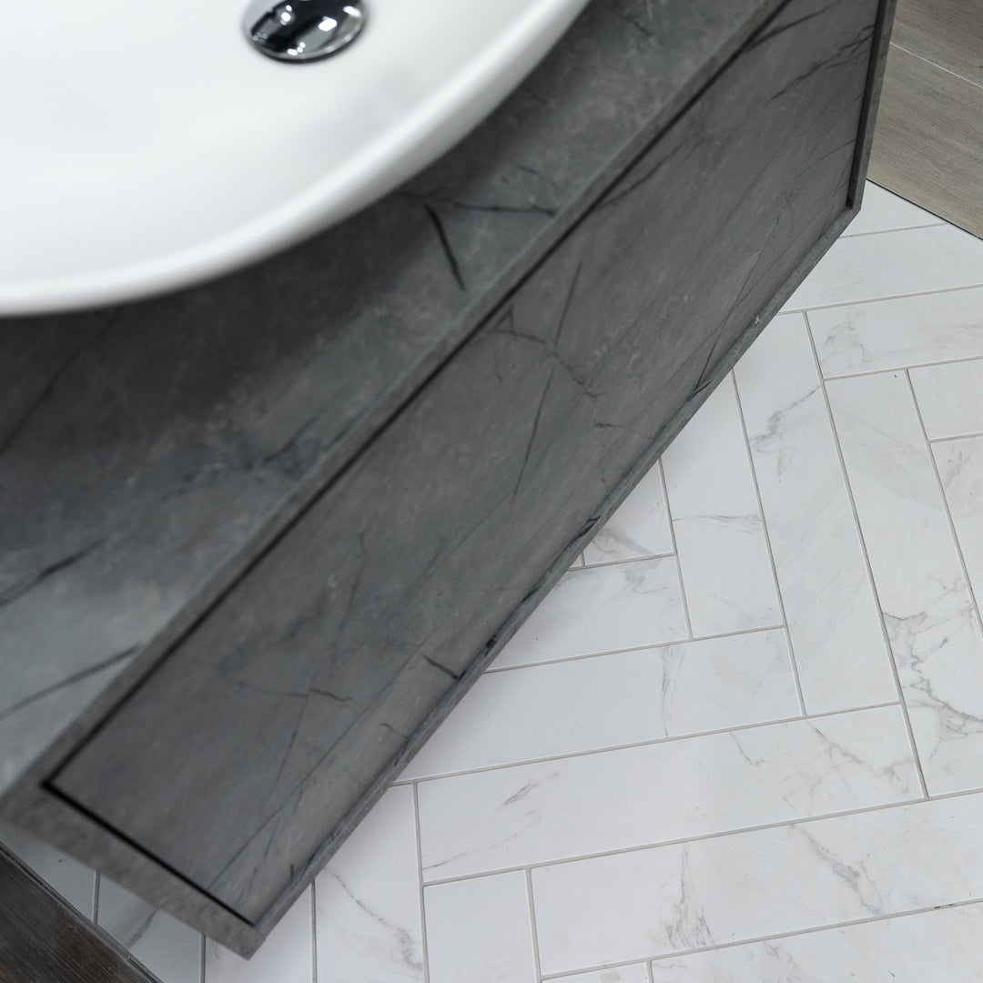 Dortmund Carrara Herringbone 9.9 x 49.2cm Porcelain Tile - 0.73sqm perbox