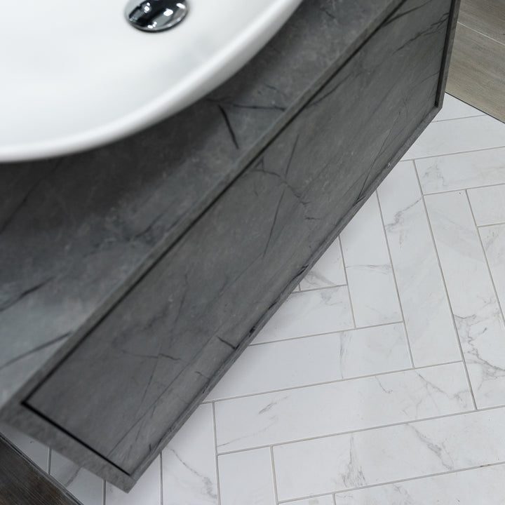 Dortmund Carrara Herringbone 9.9 x 49.2cm Porcelain Tile - 0.73sqm perbox