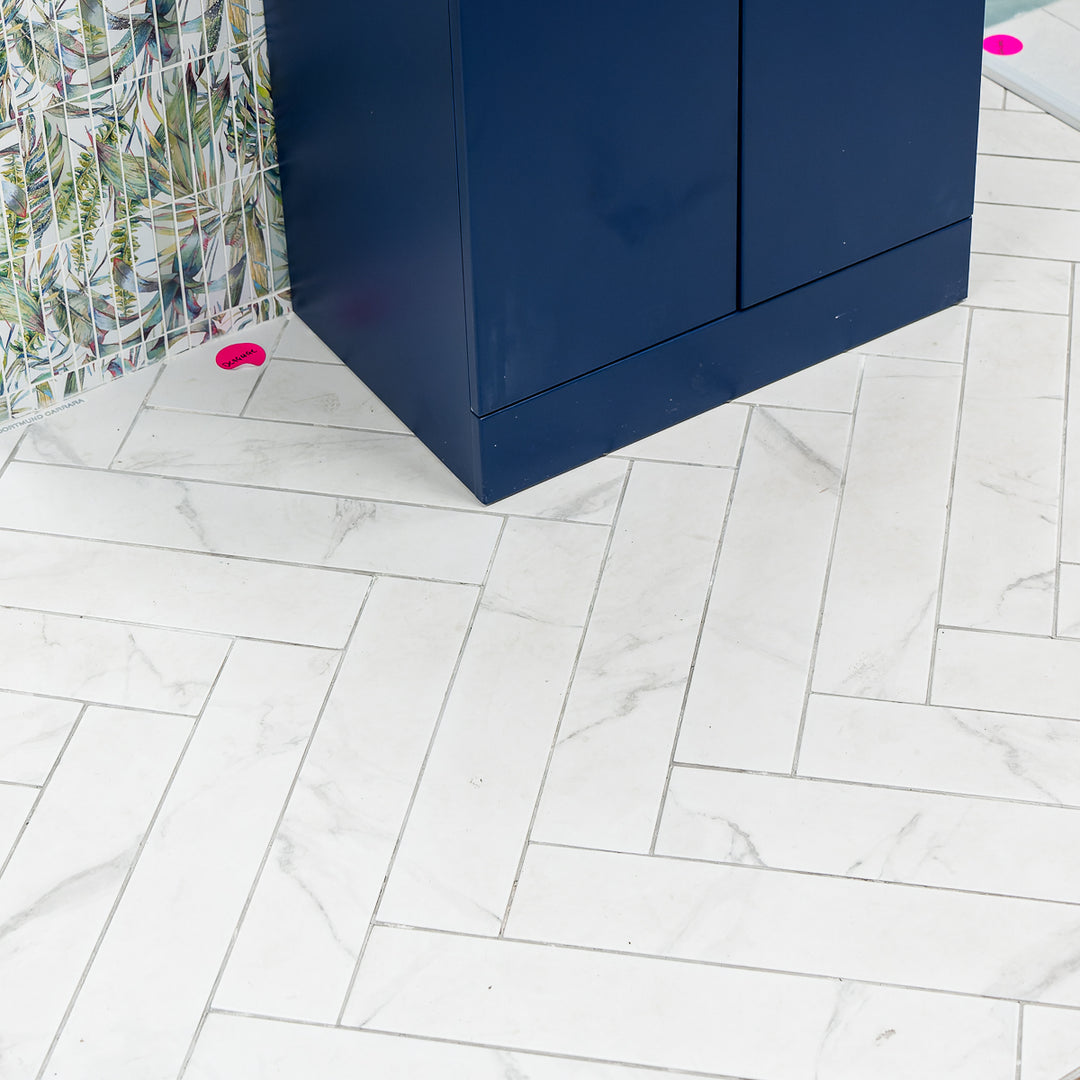 Dortmund Carrara Herringbone 9.9 x 49.2cm Porcelain Tile - 0.73sqm perbox