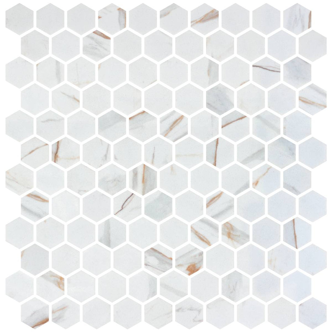 Hex Calacatta Gold Non Slip 30.1 x 29.0cm Mosaic Sheet