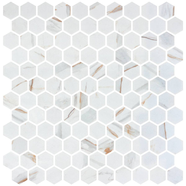 Hex Calacatta Gold Non Slip 30.1 x 29.0cm Mosaic Sheet