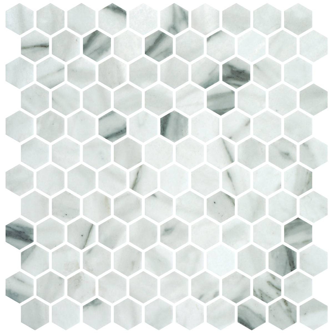 Hex Calacatta Matte Non Slip 30.1 x 29.0cm Mosaic Sheet