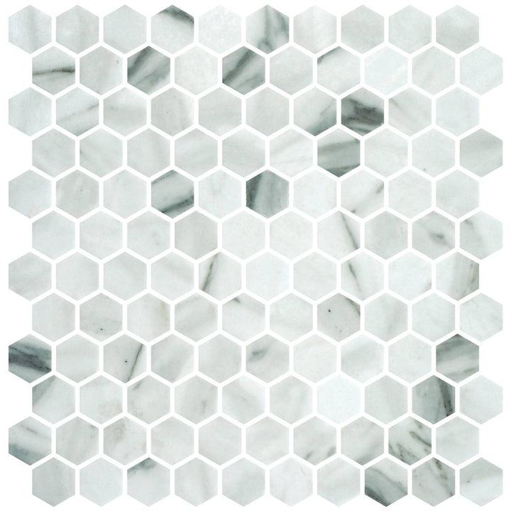 Hex Calacatta Matte Non Slip 30.1 x 29.0cm Mosaic Sheet