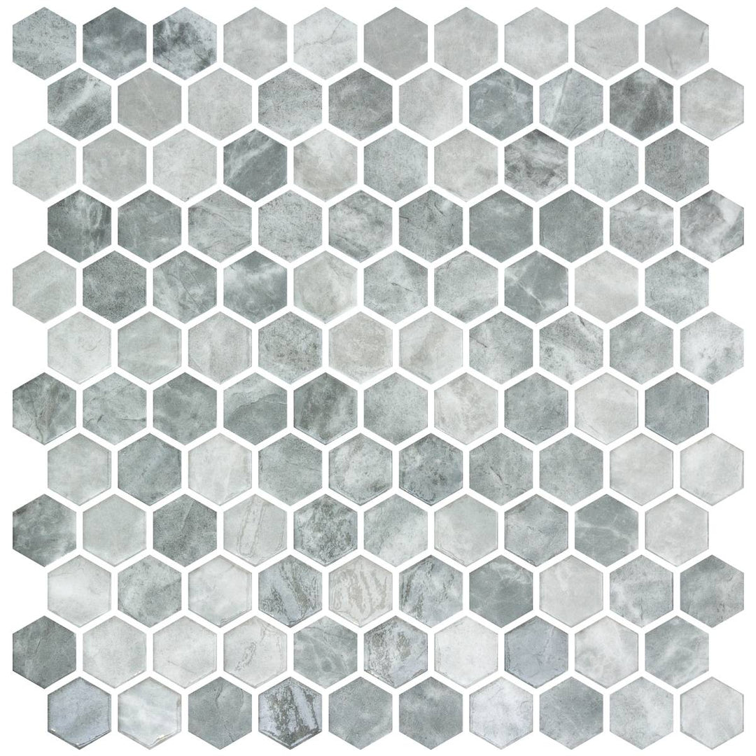 Hex Silver Matte Non Slip 30.1 x 29.0cm Mosaic Sheet