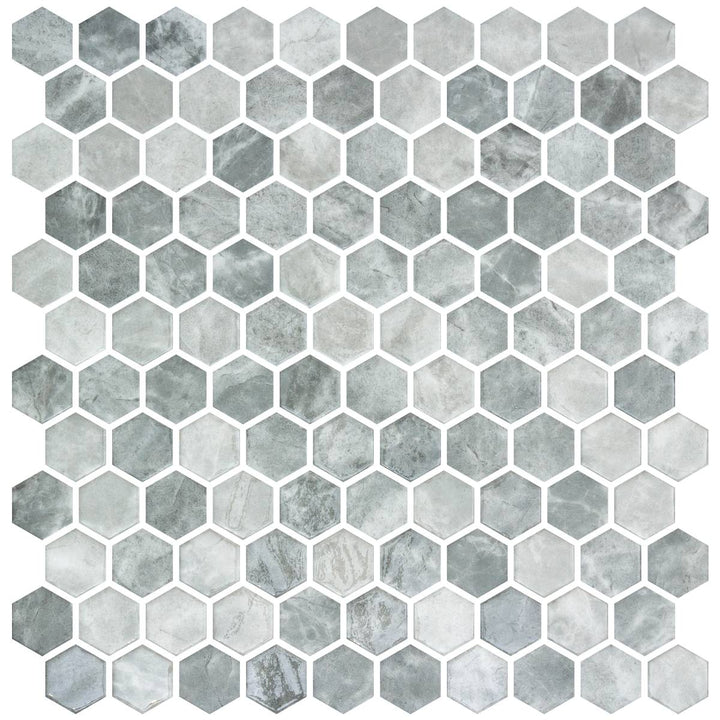 Hex Silver Matte Non Slip 30.1 x 29.0cm Mosaic Sheet