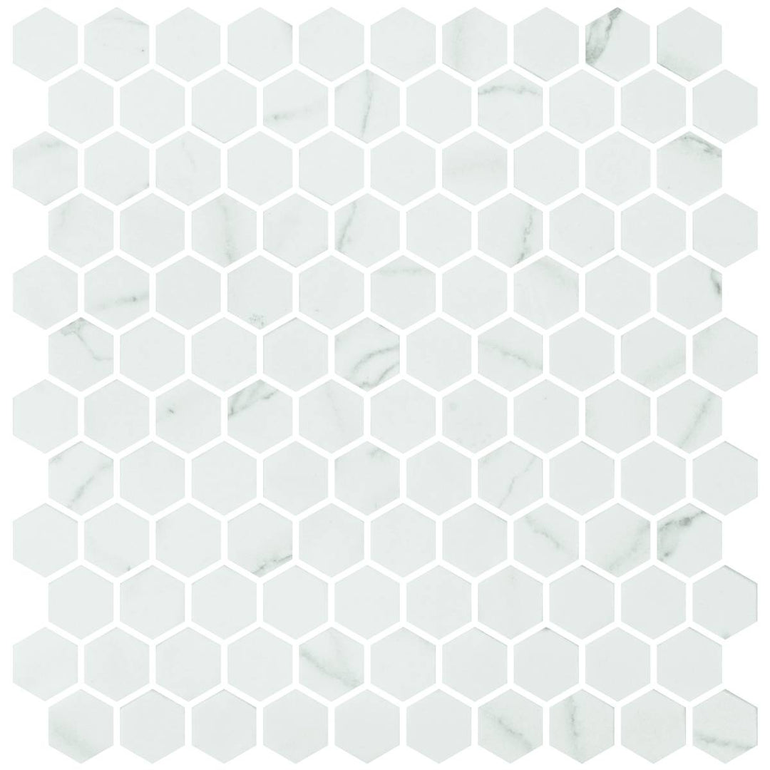 Hex Venato White Matte Non Slip 30.1 x 29.0cm Mosaic Sheet