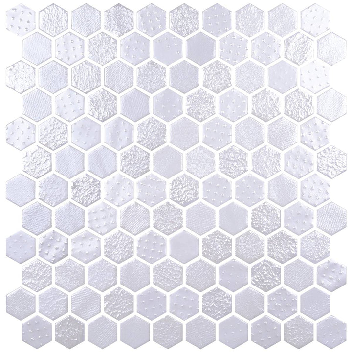 Hex Metal White 30.1 x 29.0cm Mosaic Sheet