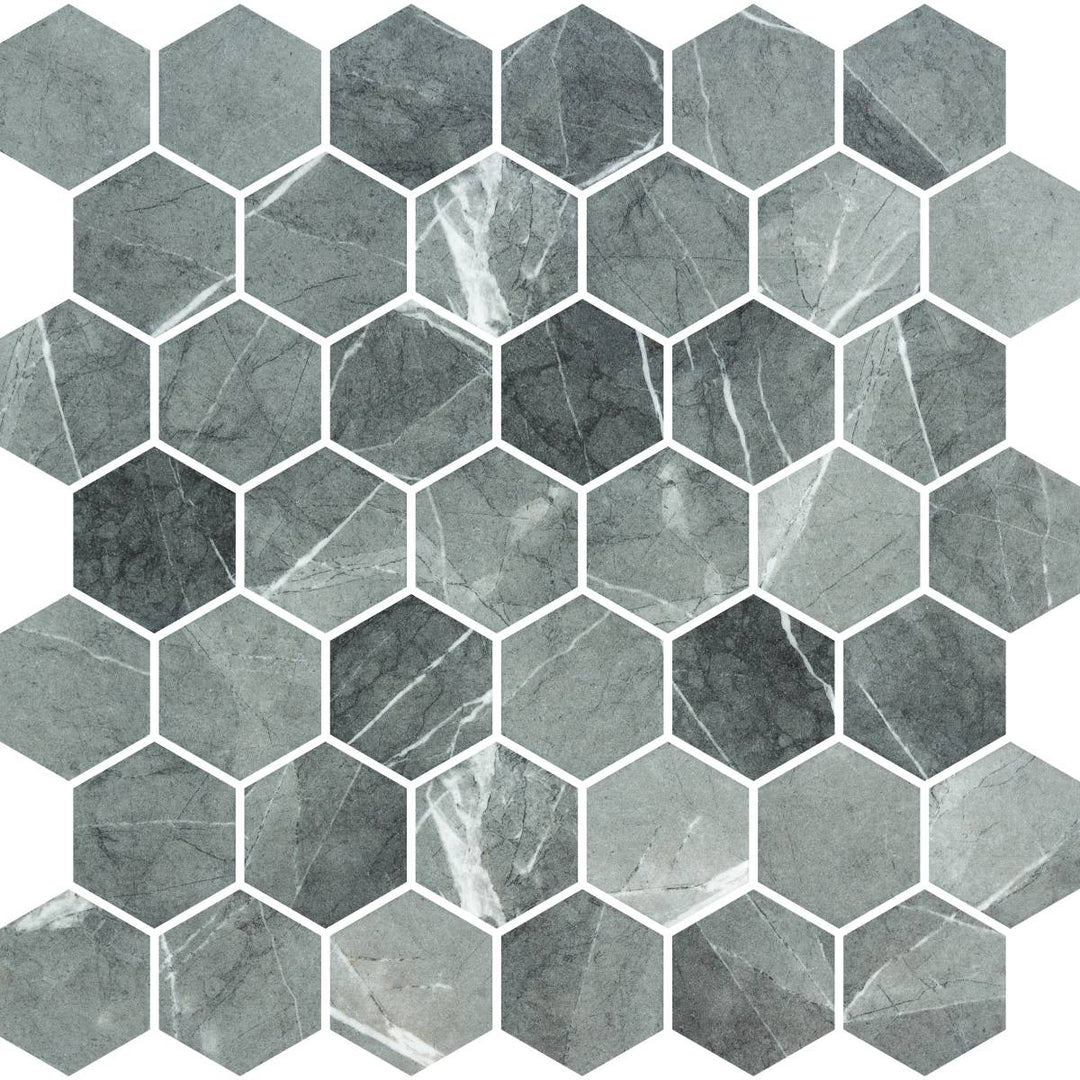 Hex XL Grafito Matte Non Slip 28.6 x 28.4cm Mosaic Sheet