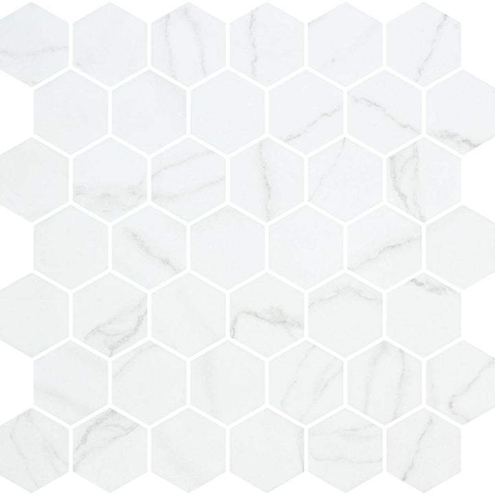 Hex XL Venato White Matte Non Slip 28.6 x 28.4cm Mosaic Sheet