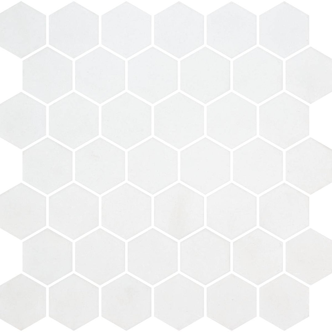 Hex XL Natureglass White Non Slip 28.6 x 28.4cm Mosaic Sheet