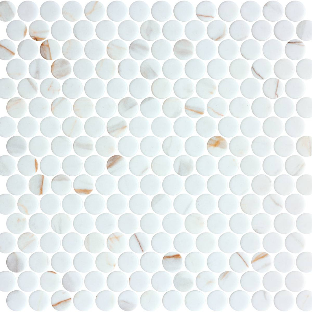 Penny Calacatta Gold Matte Non Slip 28.6 x 28.6cm Mosaic Sheet