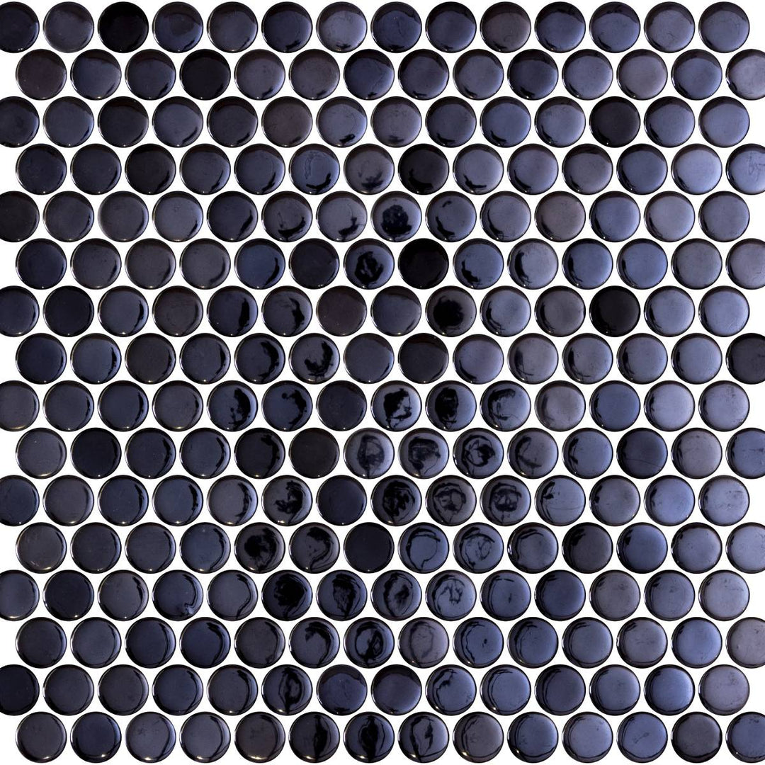 Penny Natureglass Opalo Black 28.6 x 28.6cm Mosaic Sheet