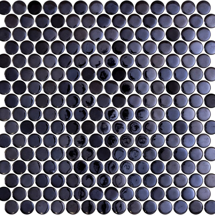 Penny Natureglass Opalo Black 28.6 x 28.6cm Mosaic Sheet
