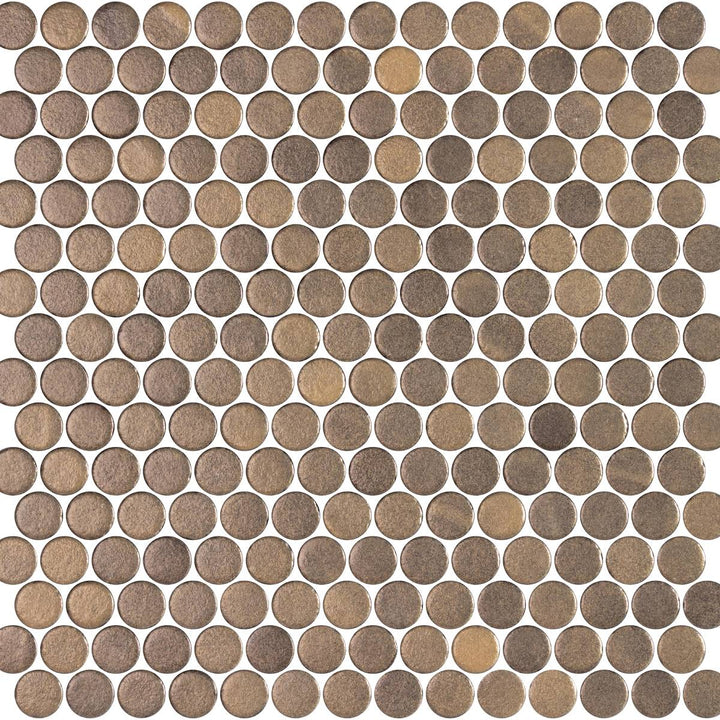 Penny Stoneglass Gold 28.6 x 28.6cm Mosaic Sheet