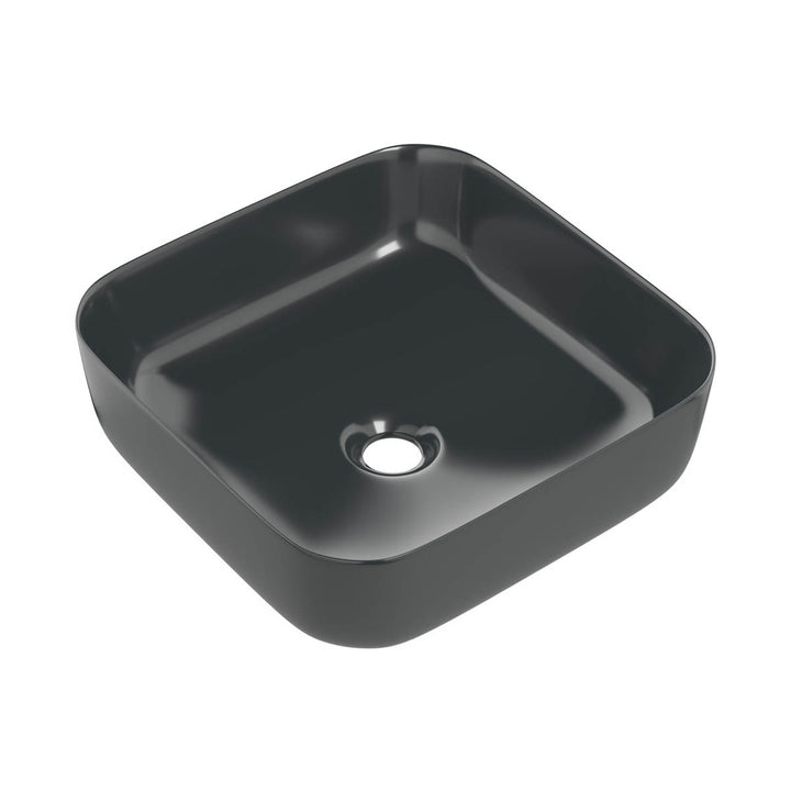 Ari Design Luxembourg 400mm Ceramic Square Washbowl &amp; Waste - Matt Black