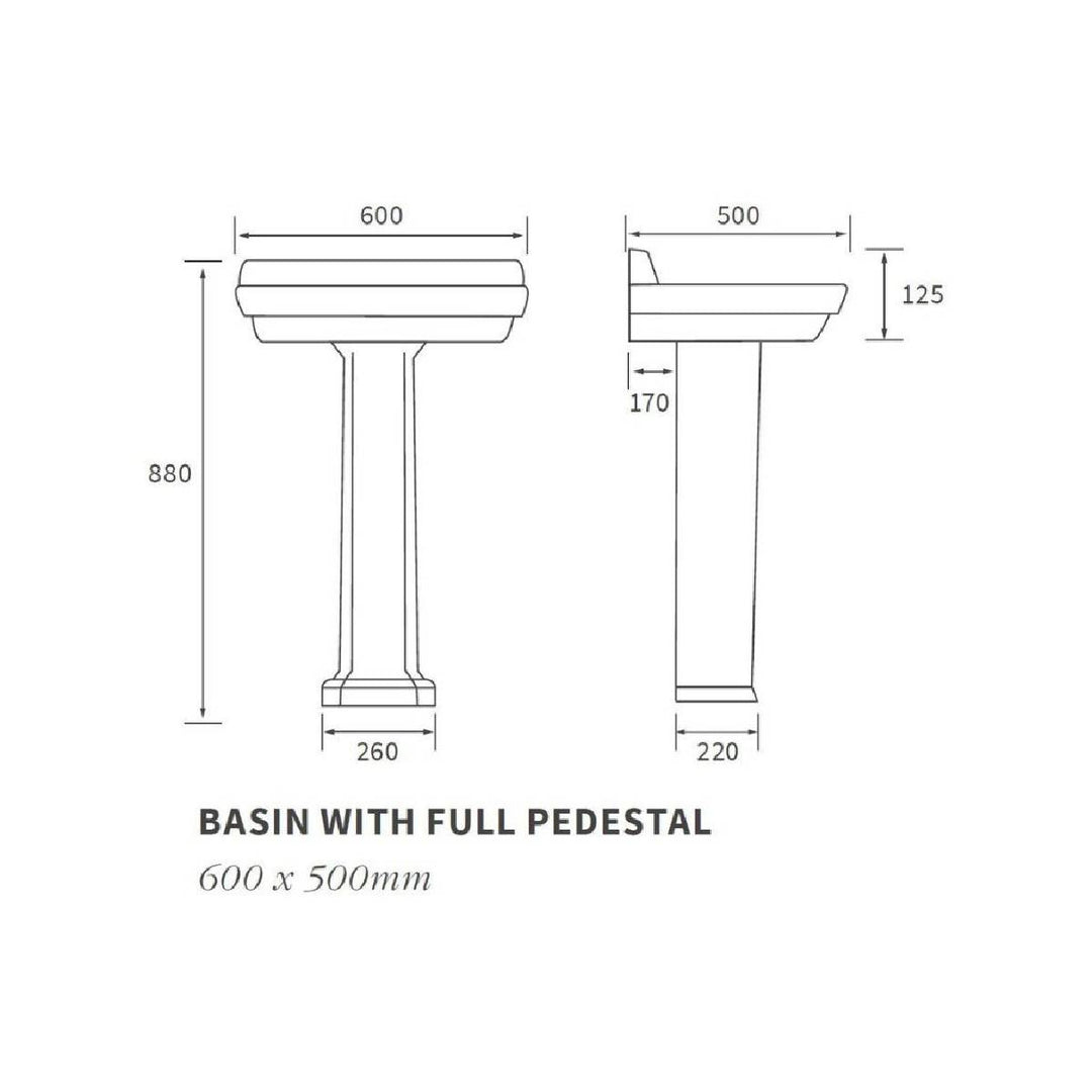Moods Bathrooms to Love Sherbourne 1 Tap Hole Basin &amp; Full Pedestal