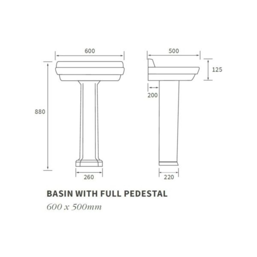 Moods Sherbourne 2 Tap Hole Basin &amp; Full Pedestal