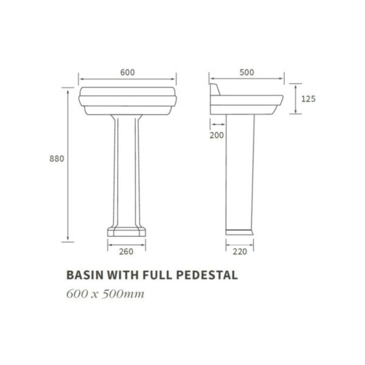 Moods Sherbourne 2 Tap Hole Basin &amp; Full Pedestal