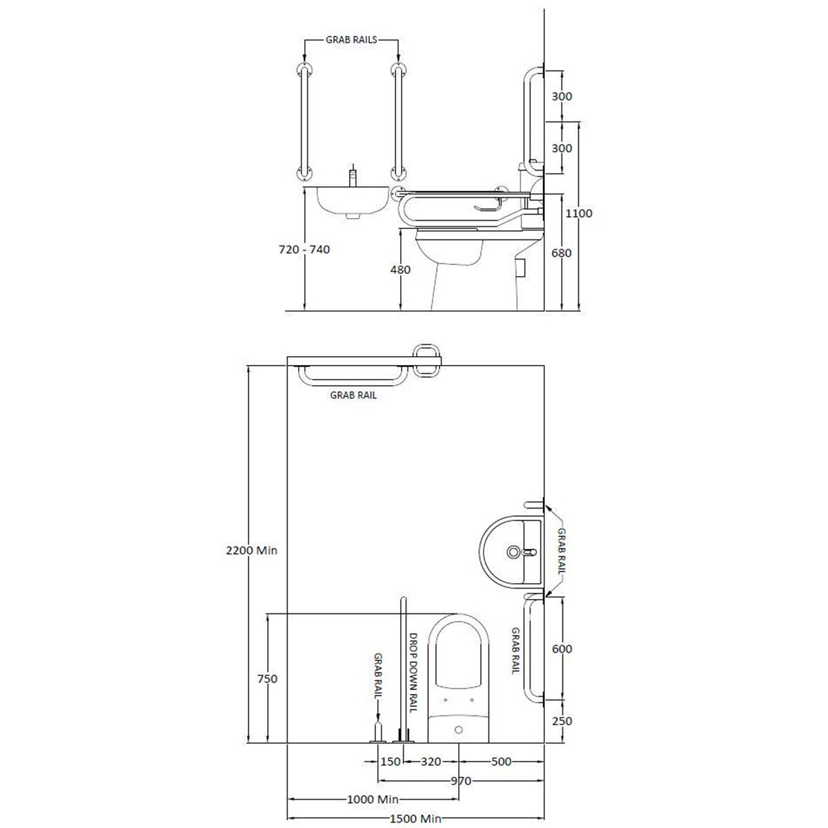 Nuie Close Coupled Doc M Pack - White - Technical drawing