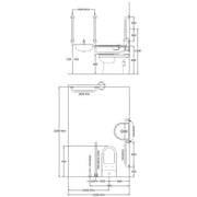 Nuie Close Coupled Doc M Pack - White - Technical drawing