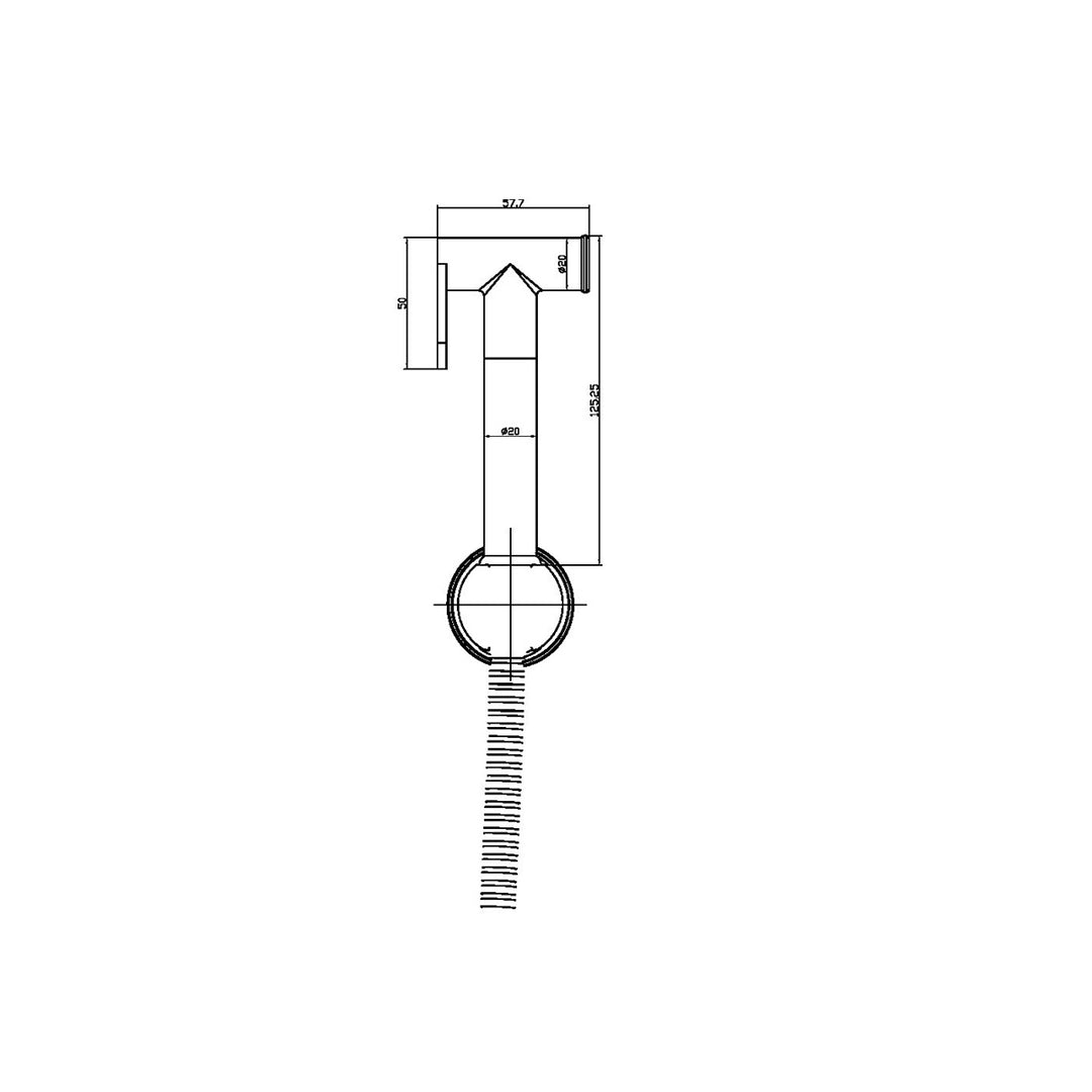 Eliseo Ricci Douche Handset, Flexi Hose and Holder - Brushed Brass
