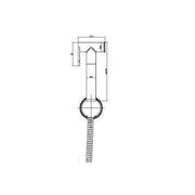 Eliseo Ricci Douche Handset, Flexi Hose and Holder - Brushed Bronze - Technical drawing
