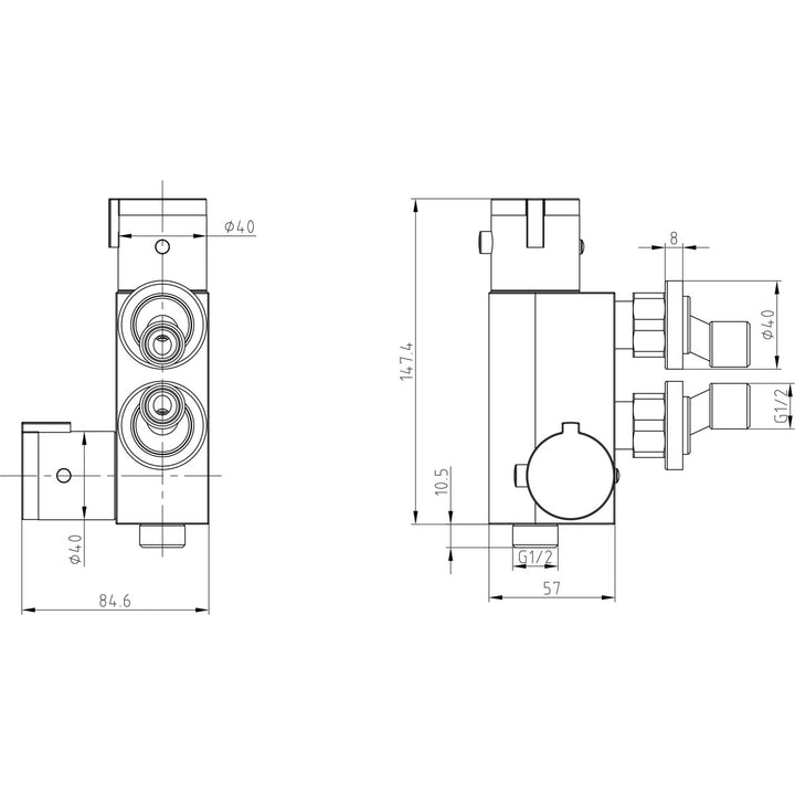 Eliseo Ricci Thermostatic Vertical Valve for Douche - Brushed Bronze