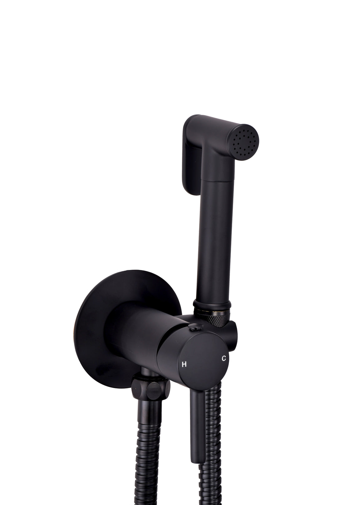 Eliseo Ricci Integrated Douche Valve, Handset, Flexi Hose and Outlet Elbow - Black