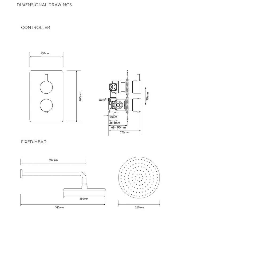 Aqualisa Dream Concealed Thermostatic Mixer Single Outlet With Wall Fixed Head - Round