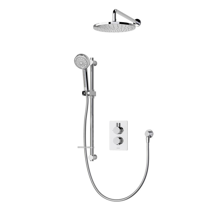 Aqualisa Dream Concealed Thermostatic Mixer Dual Outlet With Adj Kit &amp; Wall Fixed Head - Round